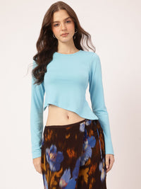 DressBerry Flirty Fantasia Textured Backless Top with Asymmetric Hem
