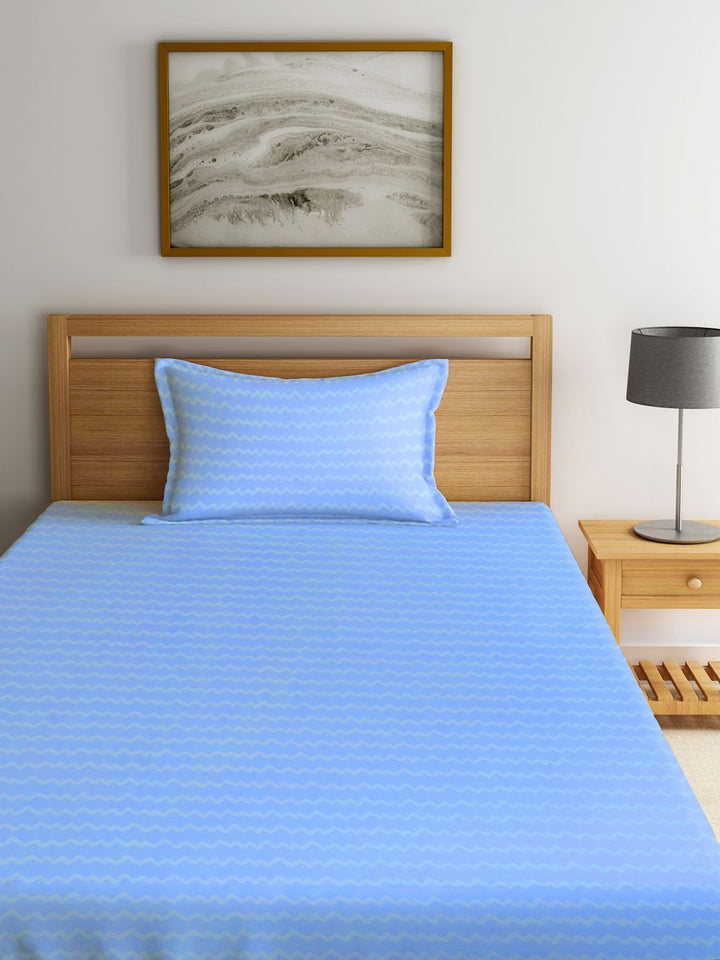 Myntra Elegant Homes Blue 300 TC Single Bedsheet with 1 Pillow Covers