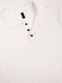 Thomas Scott Men Bio Finish Self Design Polo Collar Pure Cotton T-shirt