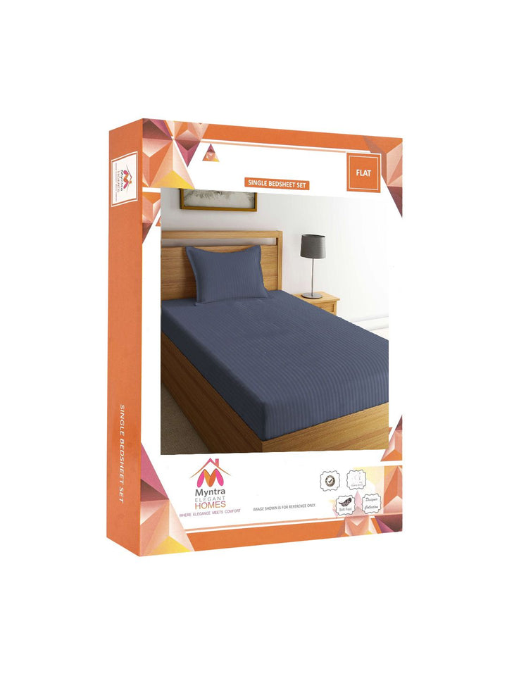 Myntra Elegant Homes Berjalur Kelabu Set Cadar Bujang 300 TC 2.25 m x 1.5 m