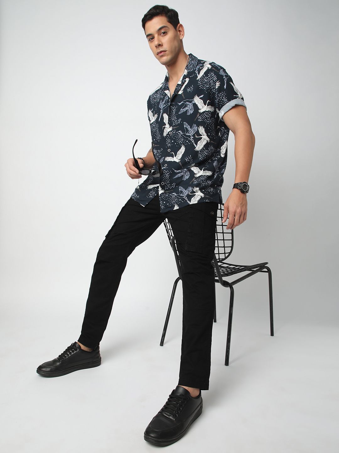 VASTRADO Men Classic Cuban Collar Floral Printed Oversized Casual Shirt