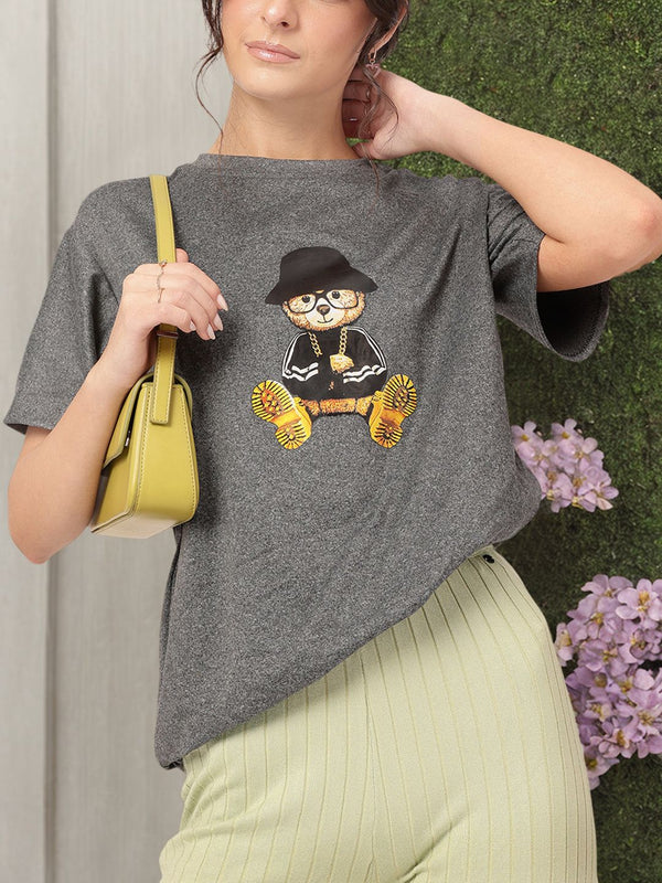 Dressberry Goofy Gains Dicetak T-Shirt Fit Santai