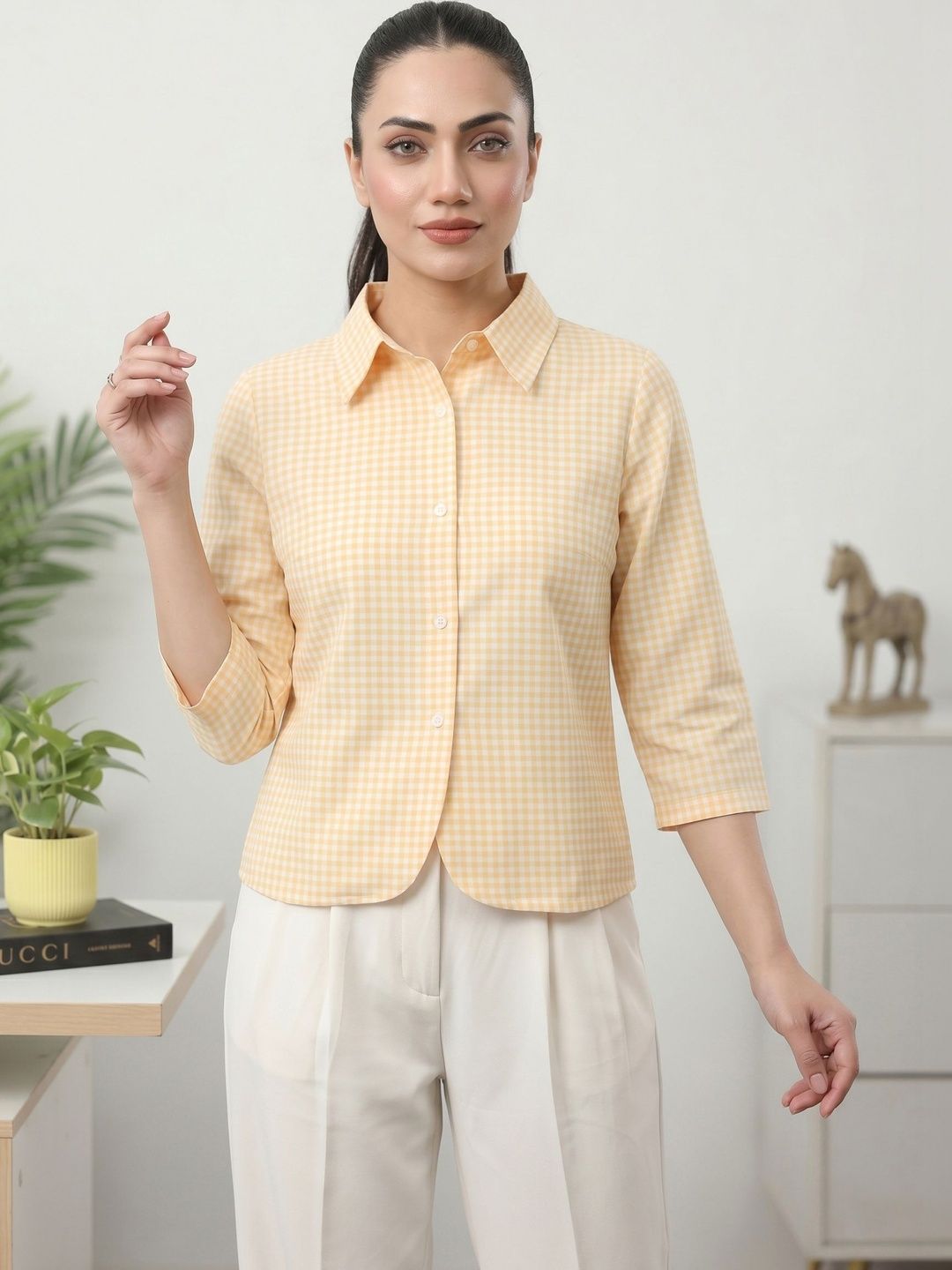 Mamicha Checked Shirt Style Top