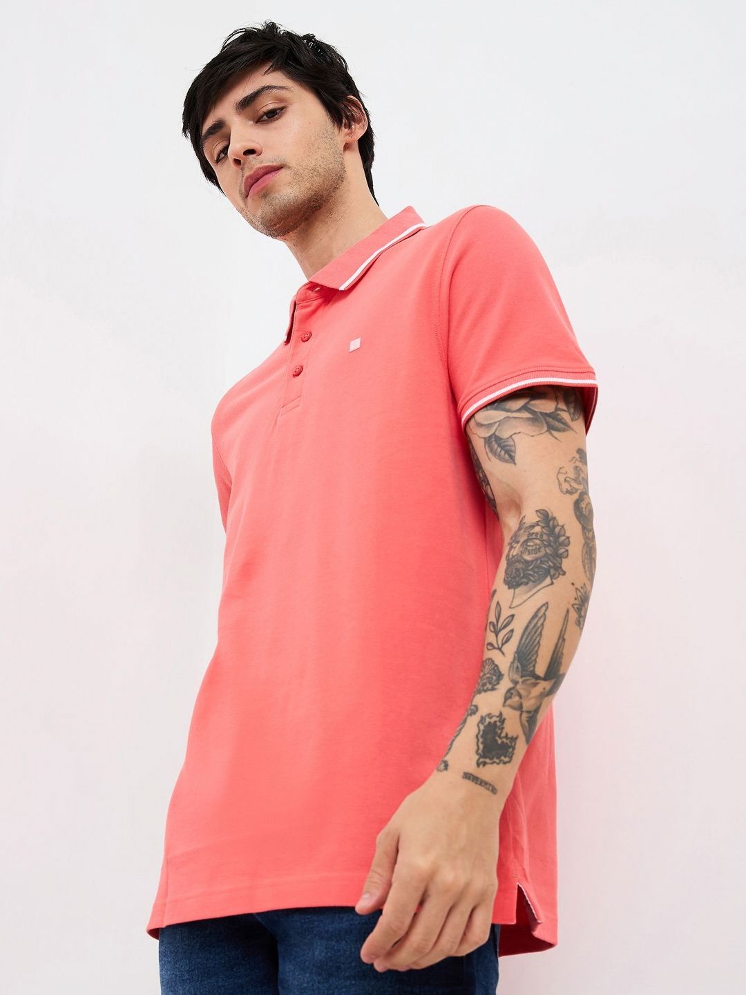 SPYKAR Men Solid Polo Collar Cotton Slim Fit T-shirt
