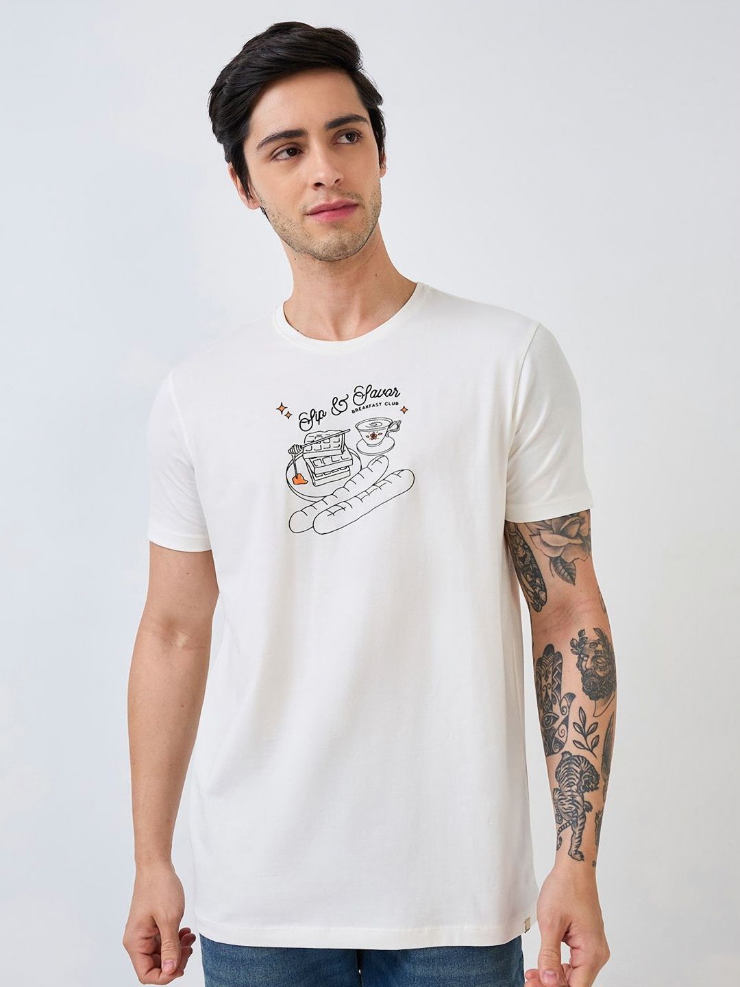 SPYKAR Men Typography Printed Slim Fit Cotton T-shirt