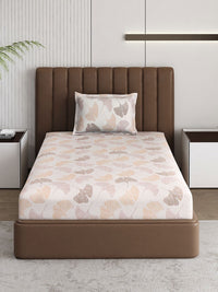 Monte Carlo Pixel Peach-Coloured Printed 120 TC Single Bedsheet Set 1.52 m x 2.30 m