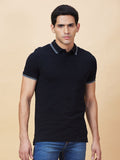 Being Human Men Solid Polo Collar Cotton T-shirt