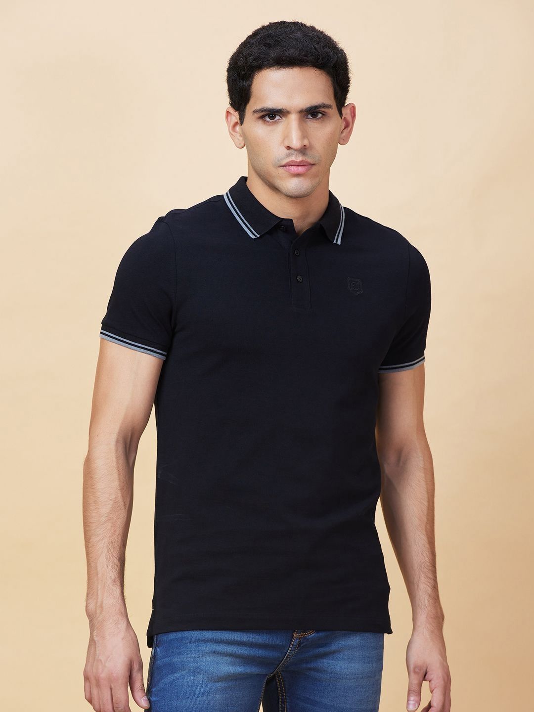 Being Human Men Solid Polo Collar Cotton T-shirt