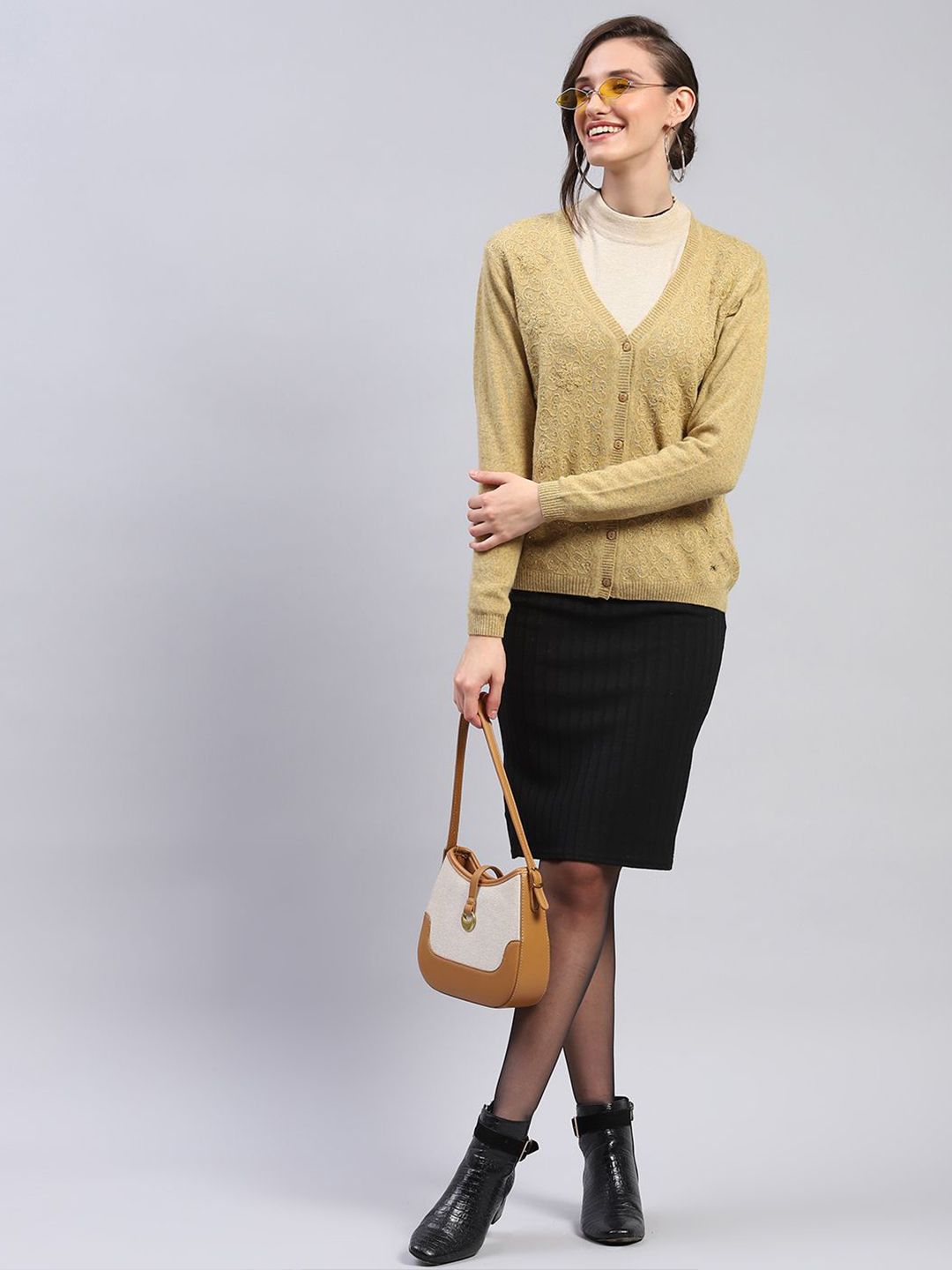 Monte Carlo Women Floral Woollen Cardigan