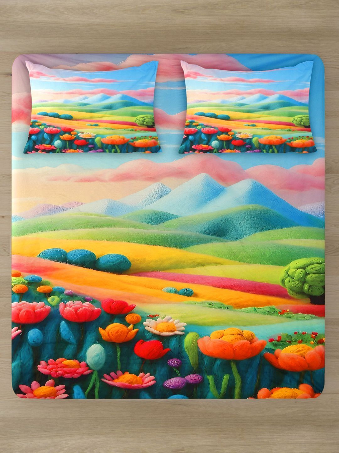 Klotthe Floral Printed Dilengkapi 400 TC King Cadar 7D & 2 Sarung Bantal- 2.50 m x 2.25 m