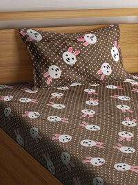 Myntra Elegant Homes Kartun Coklat Dilengkapi Cadar Bujang Bulu 300 TC dengan 1 Sarung Bantal