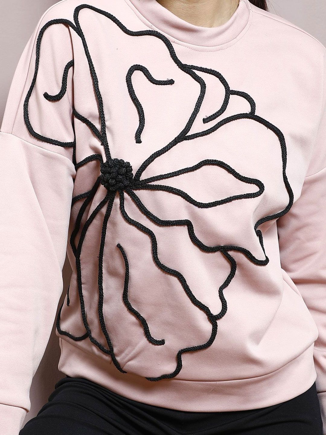Athena Women Embroidered Round Neck Pullover Sweatshirt