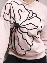 Athena Women Embroidered Round Neck Pullover Sweatshirt
