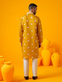 SOJANYA LUXE Floral Embroidered Mandarin Collar Sequinned Straight Kurta With Trouser