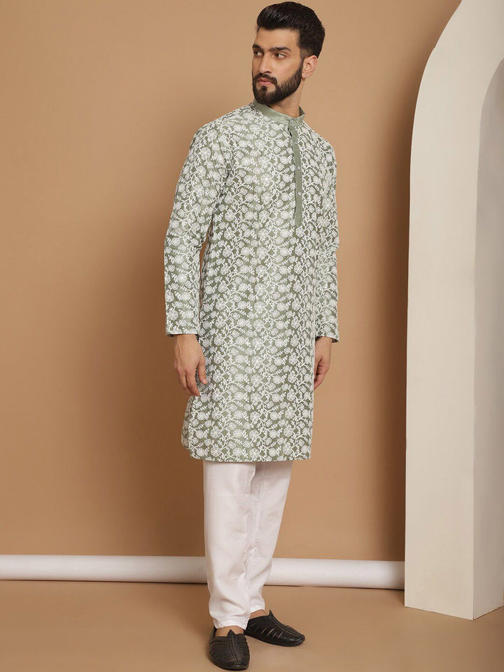 Anouk Floral Embroidered Regular Kurta with Churidar