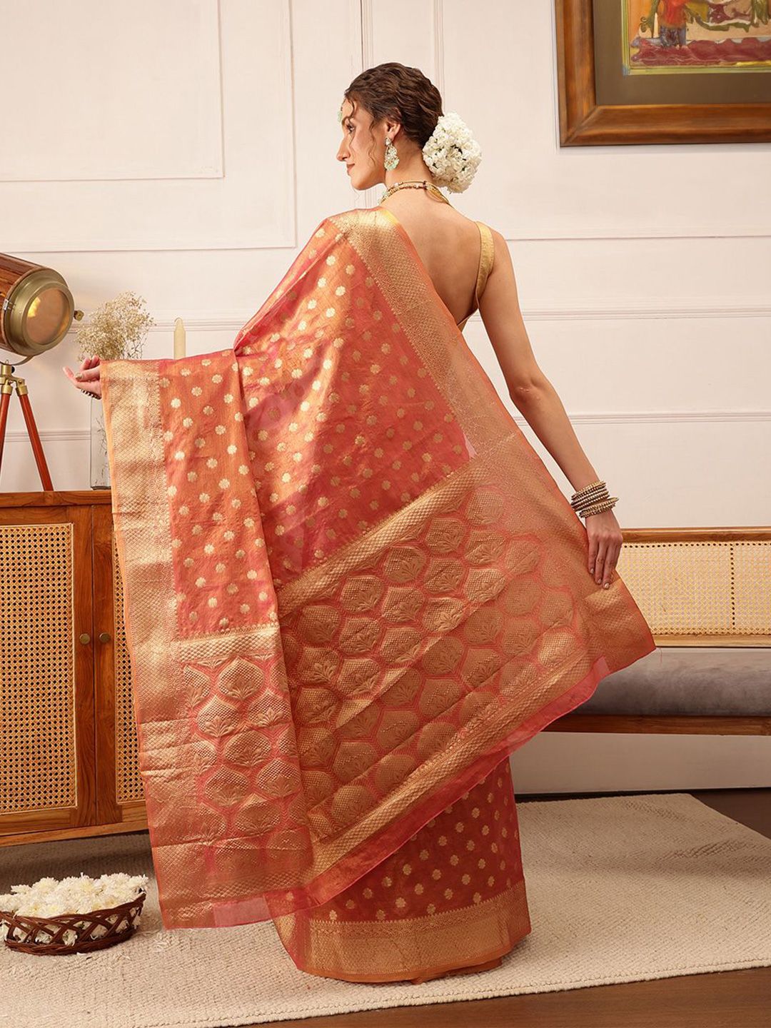 Silk Land Woven Design Zari  Kanjeevaram Saree with blouse piece
