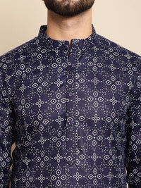 Motif Etnik Anouk Bercetak Kolar Jalur Kurta Biasa dengan Churidar