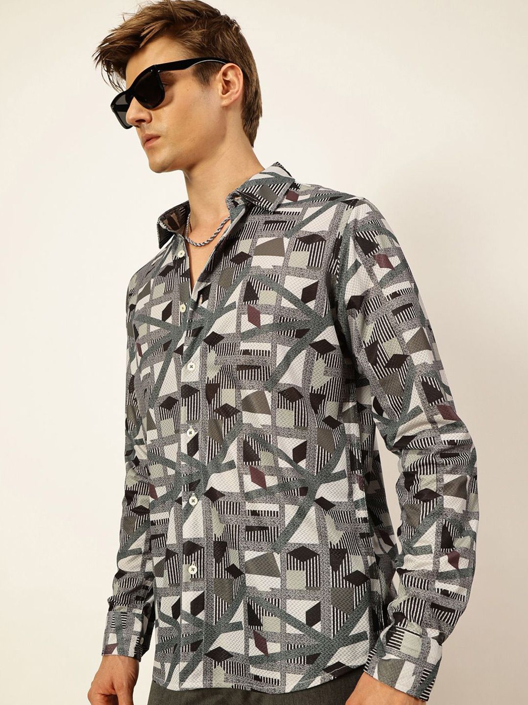 Thomas Scott Men Premium Slim Fit Opaque Printed Casual Shirt