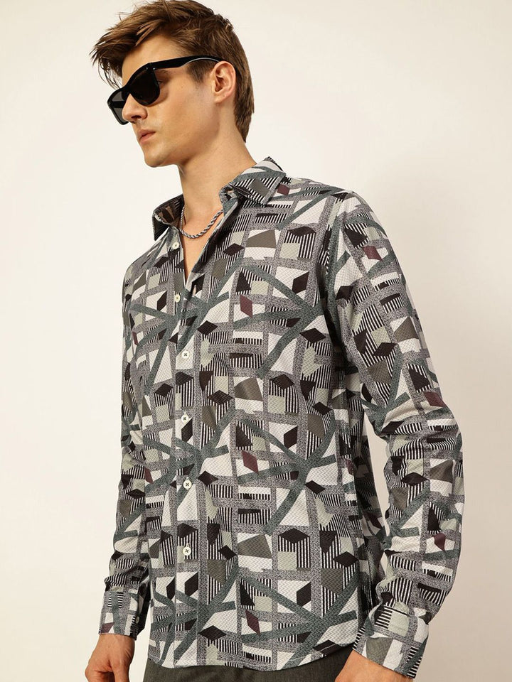 Thomas Scott Men Premium Slim Fit Opaque Printed Casual Shirt