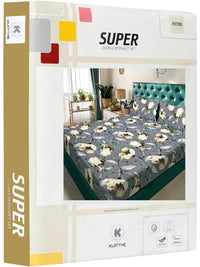 KLOTTHE Grey Floral 300 TC Cadar Katil King dengan 2 Sarung Bantal