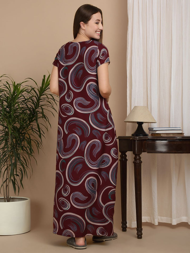 Sweet Dreams Women Printed Maxi Nightdress