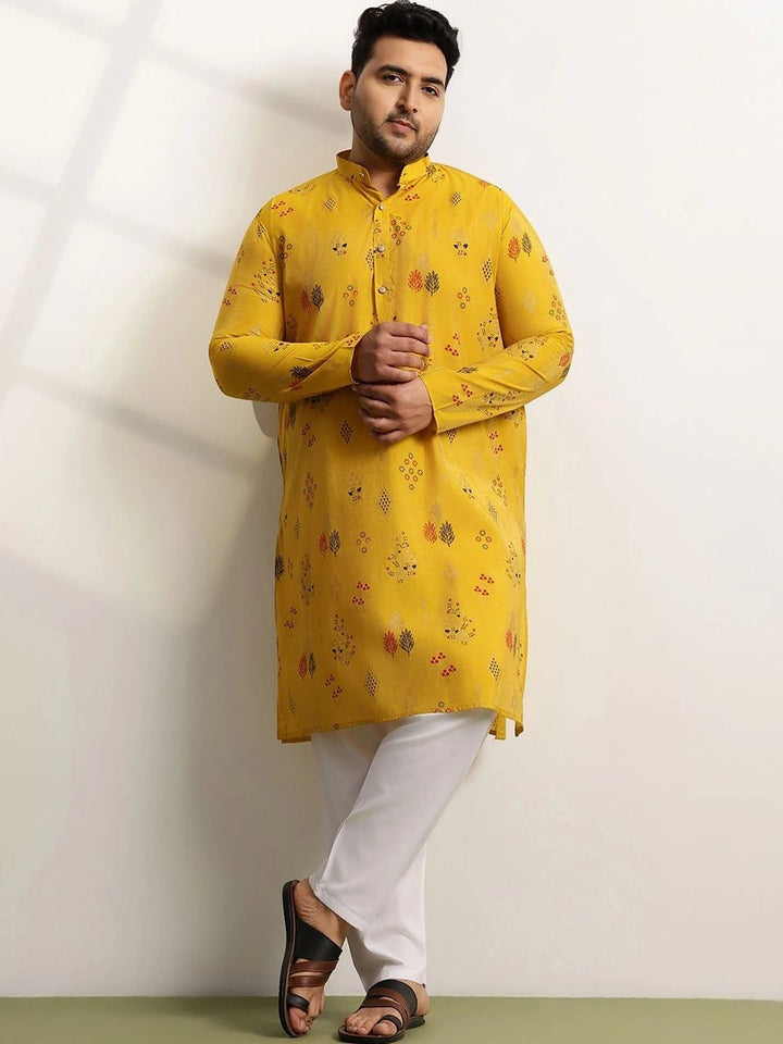SOJANYA PLUS Motif Etnik Lelaki Bercetak Kurta Biasa dengan Piyama
