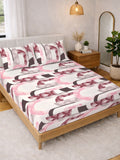Myntra Elegant Homes White & Pink Geometric 300 TC Cadar dengan 2 Sarung Bantal