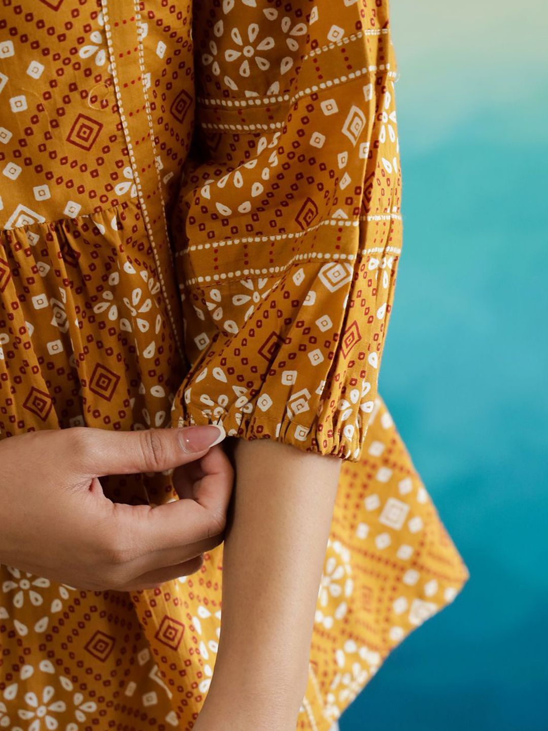 Sanskrutihomes wanita motif etnik dicetak kapas atas