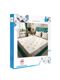Myntra Elegant Homes Yellow Floral Printed 400 TC Cotton Set Cadar King 2.50m x 2.25m