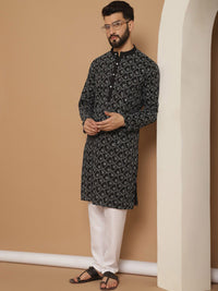 Anouk Ethnic Motifs Mandarin Collar Long Sleeves Pure Cotton Kurta Set
