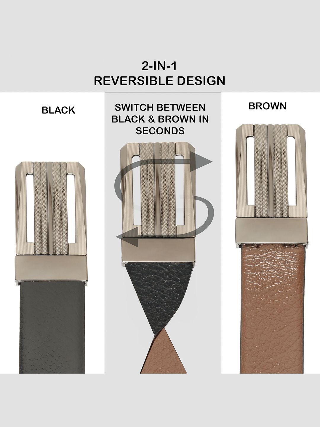 Teakwood Leathers Men Textured Leather Reversible Formal Belt