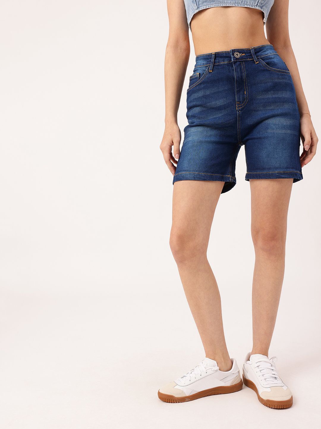 DressBerry Women Street Cool Faded Denim Shorts
