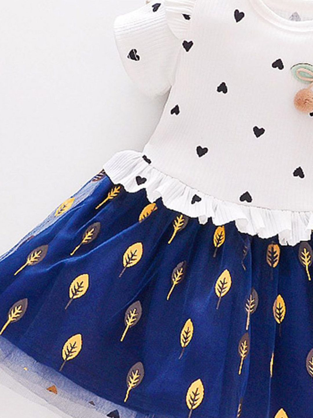 YK Girls Conversational Printed Cotton Fit & Flare Dress