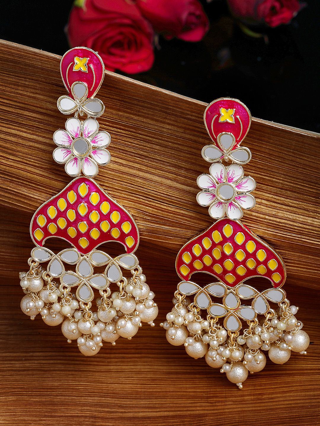 Anouk Gold Plated Cubic Zirconia Studded Contemporary Drop Earrings