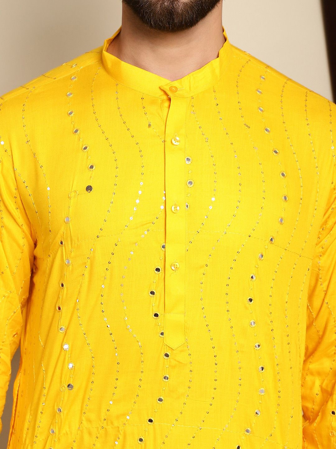 Anouk Navy Blue Embroidered Sequinned Pure Cotton Kurta with Churidar