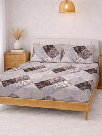 Myntra Elegant Homes Coklat Geometrik 300 TC Cadar Katil King dengan 2 Sarung Bantal