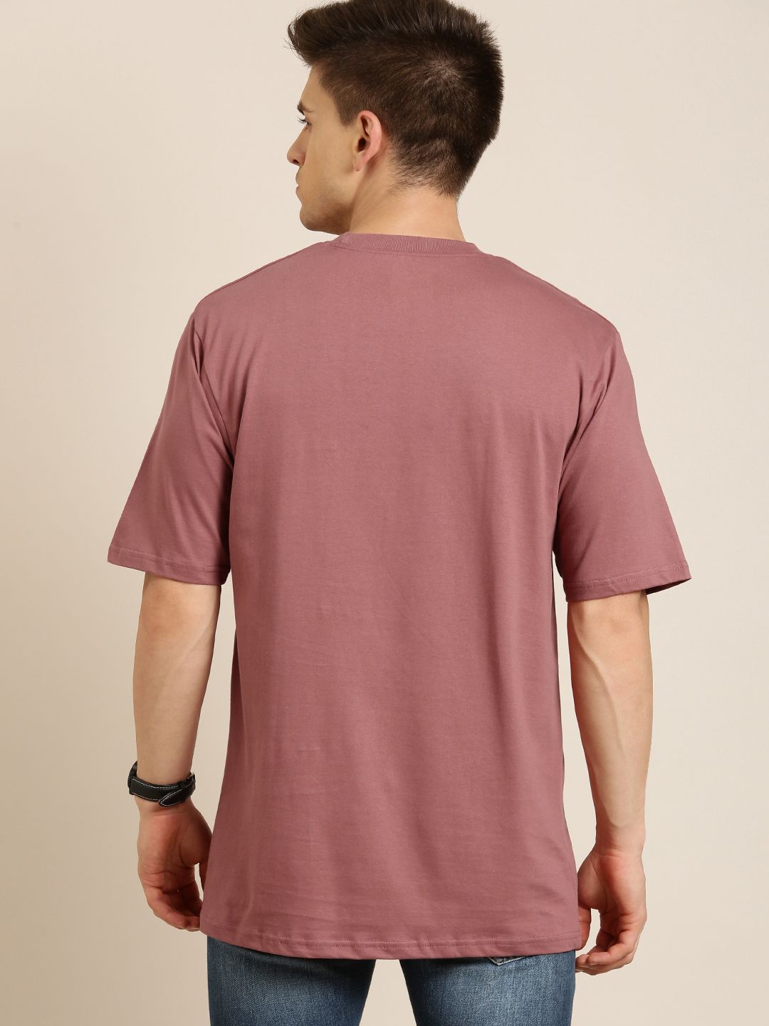Difference of Opinion Men Dusty Pink Pure Cotton Drop-Shoulder Oversized Fit Oversized T-shirt