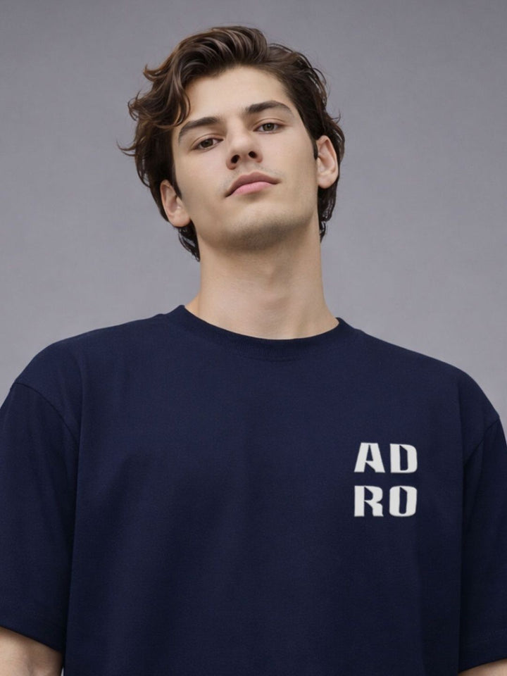ADRO Graphic Printed Drop-Shoulder Sleeves Cotton T-shirt