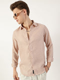 Thomas Scott Men Premium Spread Collar Textured Solid Slim Fit Casual Shirt