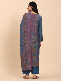 Mamicha Women Ethnic Motifs Embroidered Regular Thread Work Pure Cotton Kurta with Palazzos & With Dupatta