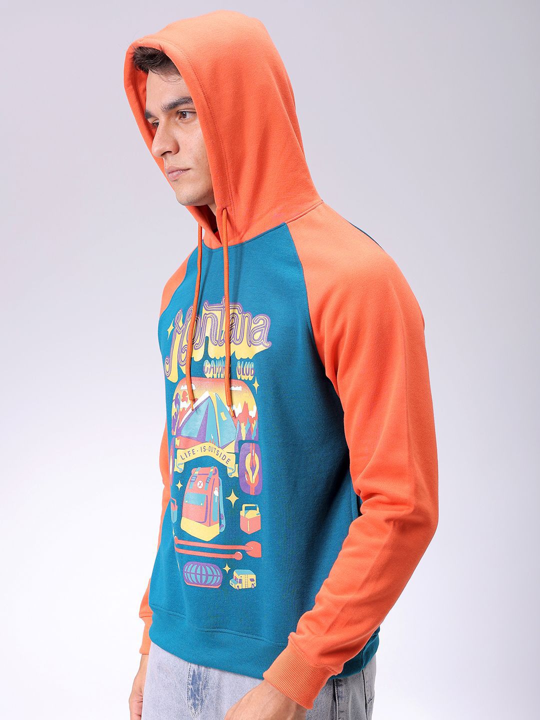 The Indian Garage Co Men Printed Hooded Sweatshirt