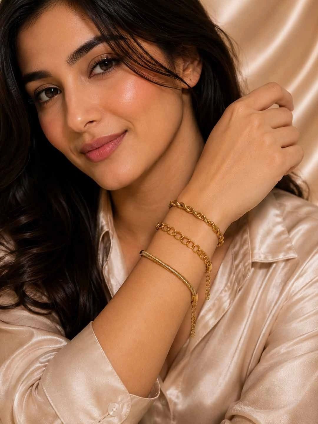 PANASH Set Of 3 Gold-Plated Wraparound Bracelet