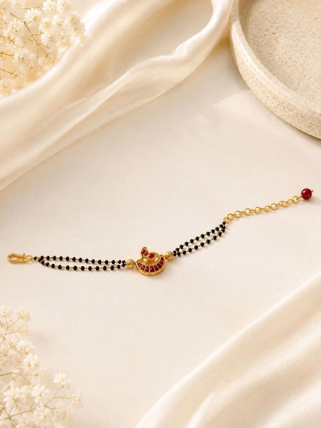 PANASH Women Brass Enamelled Gold-Plated Multistrand Bracelet