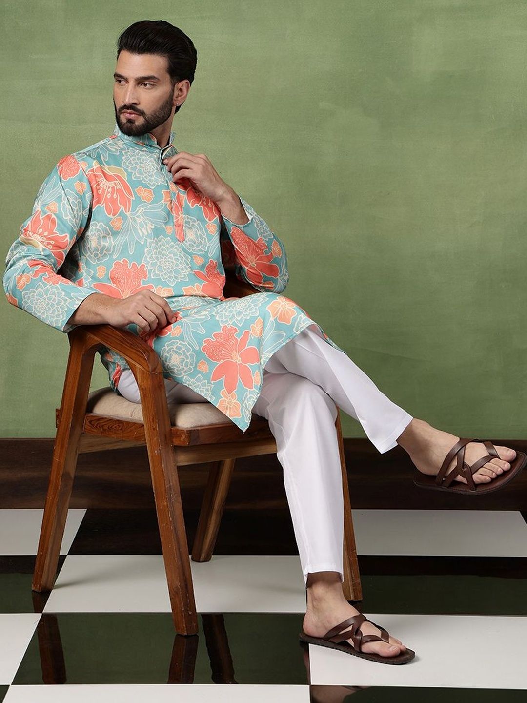 SOJANYA Men Floral Printed Kurta