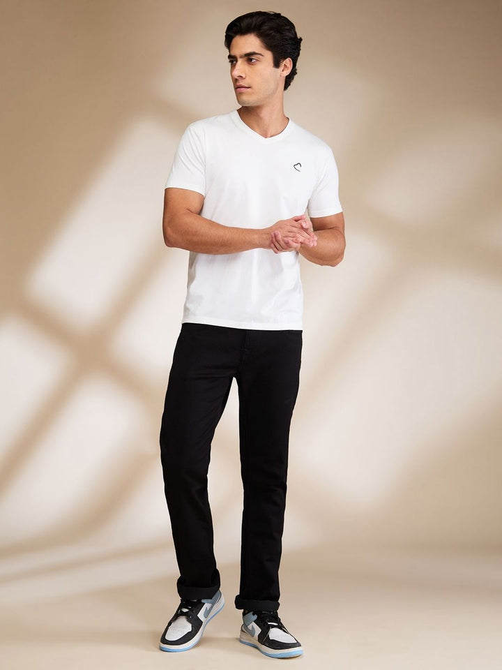 Being Human Men Solid V-Neck Cotton Slim Fit T-shirt