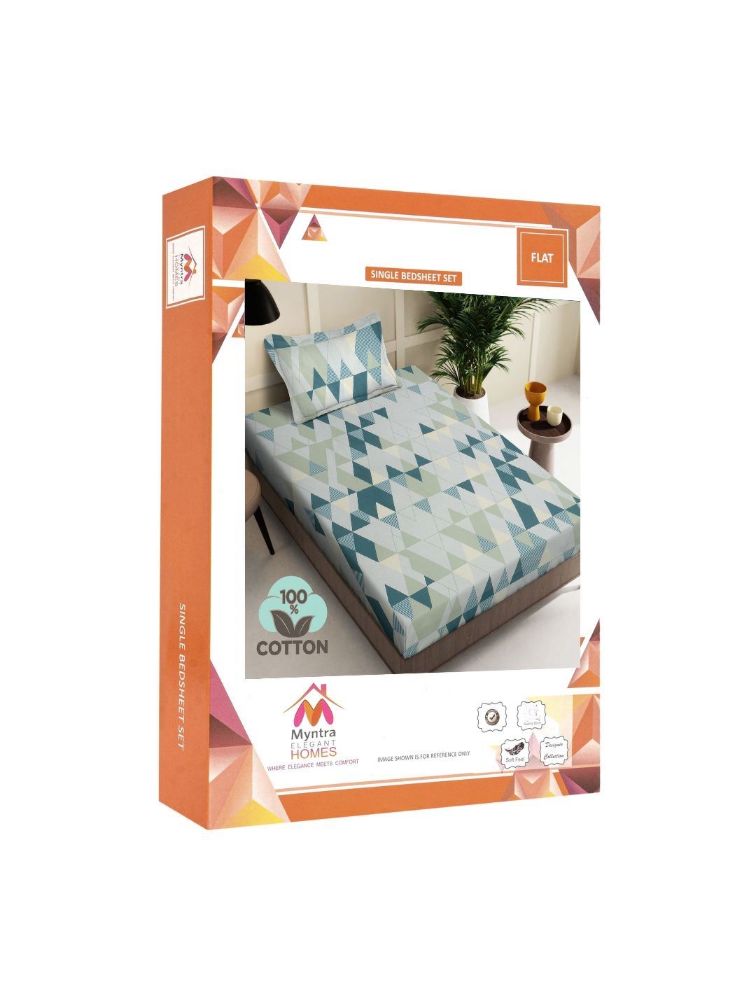 Myntra Elegant Homes Grey Geometric Cotton 400 TC Single Bedsheet Set 2.25 m x 1.50 m