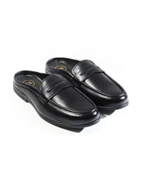 MONKSTORY Atelier 1930 Penny Loafer Mules - Midnight Black