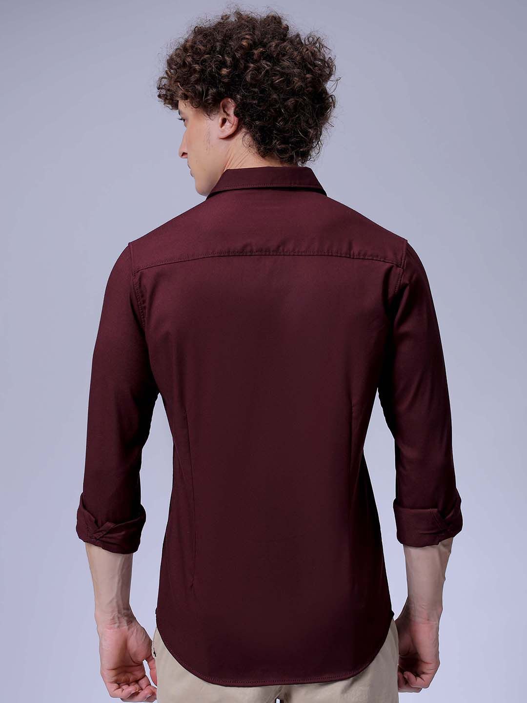 The Indian Garage Co Men Slim Fit Spread Collar Solid Casual Shirt