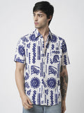 VASTRADO Men Classic Cutaway Collar Abstract Printed Slim Fit Casual Shirt