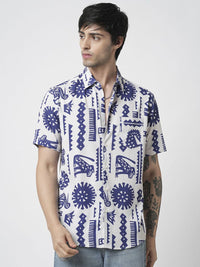 VASTRADO Men Classic Cutaway Collar Abstract Printed Slim Fit Casual Shirt